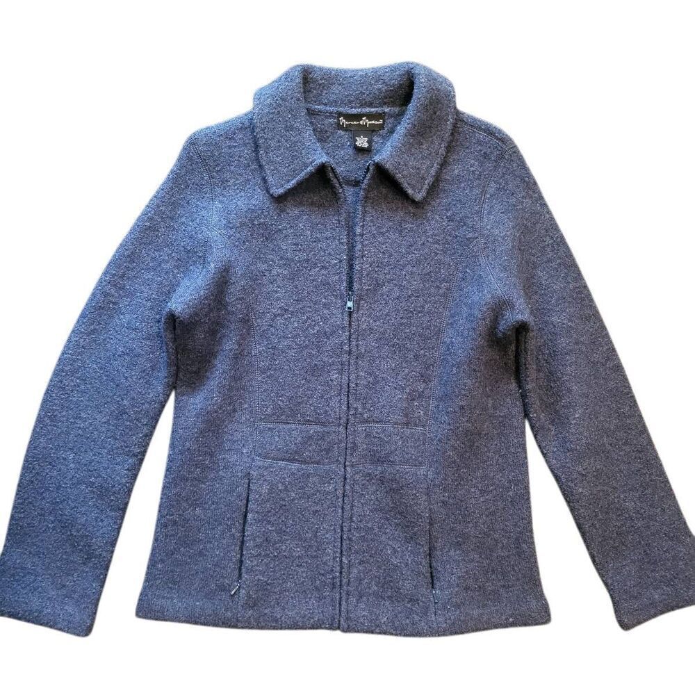 Mercer & Madison Jacket Women's Small Boiled Wool Tailored Zip Up Lagenlook
